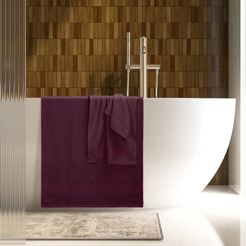 Belizzi Home 8 Piece Towel Set 100% Ring Spun Cotton, 2 Bath Towels 27x54, 2 Hand Towels 16x28 and 4 Washcloths 13x13 - Ultra Soft Highly Absorbent Machine Washable Hotel Spa Quality - Burgundy - Image 5